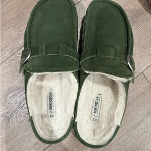 Birkenstock Forest Green Suede Slippers